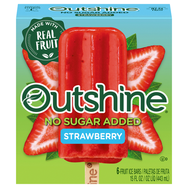 Outshine No Sugar Added Strawberry Fruit Ice Bars - 6 ct