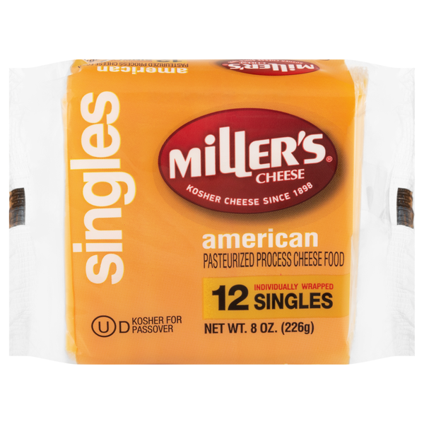 Miller's Kosher Yellow American Cheese Slices - 12 ct