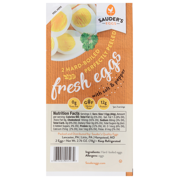 Sauder's Eggs Hard-Boiled Perfect Peeled with Salt & Pepper - 2 ct