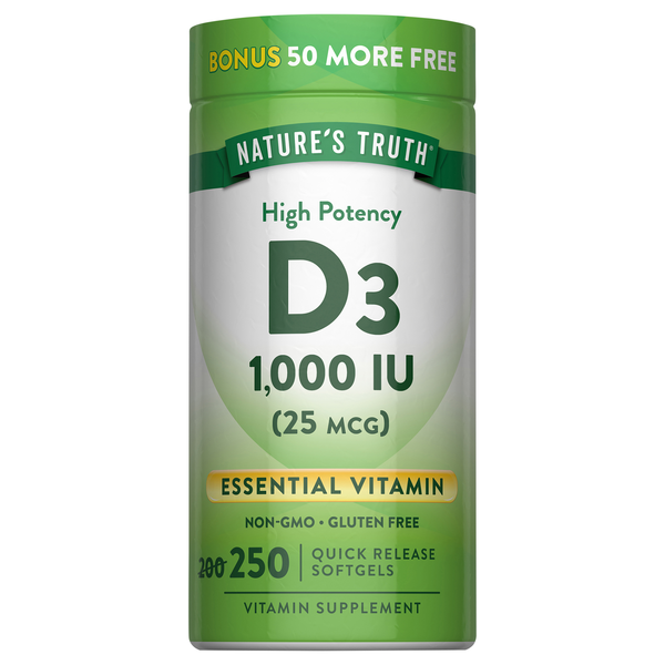 Nature's Truth Vitamin D3 25 mcg 1000 IU Quick Release Softgels