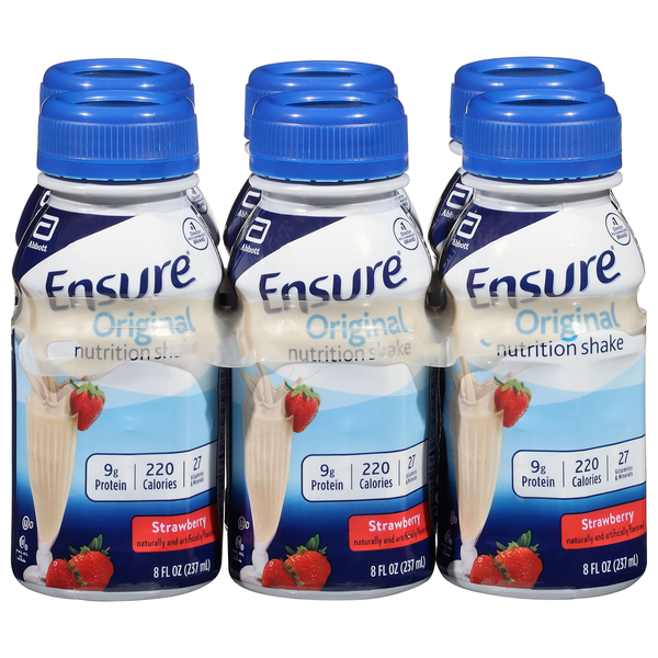 Ensure Original Strawberry 9g Protein Nutrition Shake - 6 pk