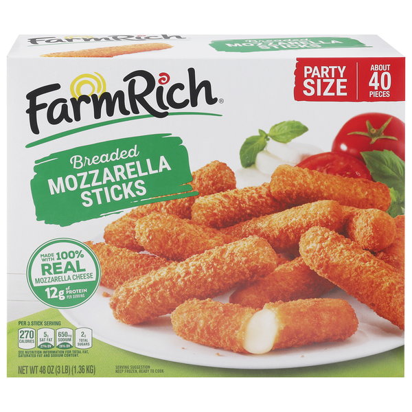 Farm Rich Breaded Mozzarella Sticks Party Size Frozen
