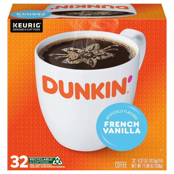 Dunkin' French Vanilla Flavored Medium Roast Coffee K-Cup Pods
