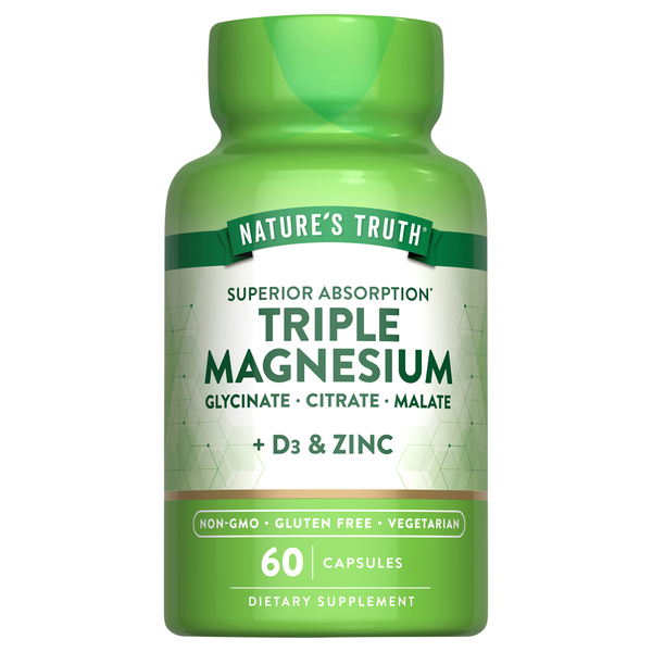 Nature's Truth Superior Absorption Triple Magnesium + D3 & Zinc Capsules
