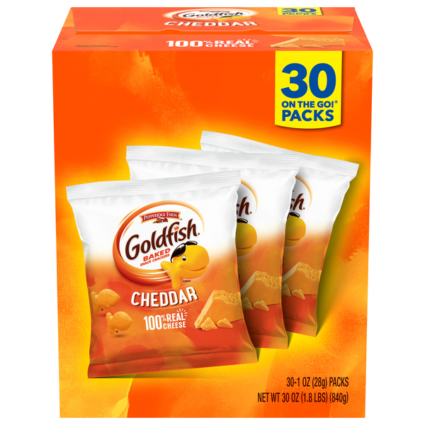 Pepperidge Farm Goldfish Cheddar Cheese Baked Crackers Packs - 30 ct
