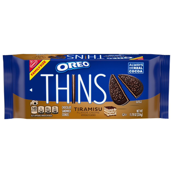 OREO Thins Tiramisu Creme Chocolate Sandwich Cookies Family Size
