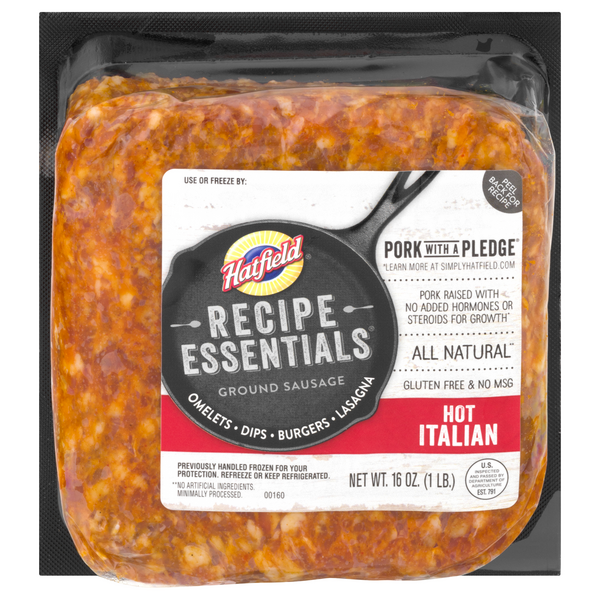 Save on Hatfield Recipe Essentials Ground Sausage Hot Italian Gluten