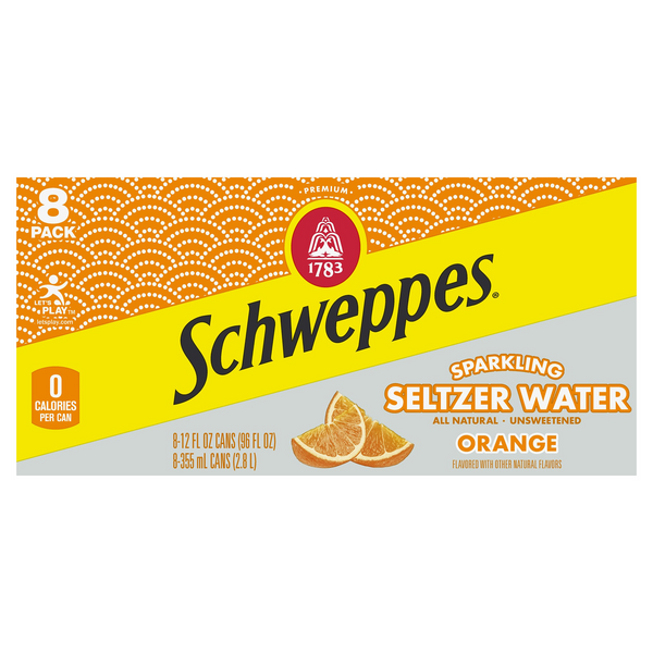 Save on Schweppes Sparkling Seltzer Water Orange Unsweetened 8 pk