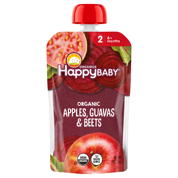 Happy Baby Organics 2 Baby Food Apples Guavas & Beets