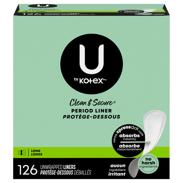 U by Kotex Clean & Secure Unscented Long Liners