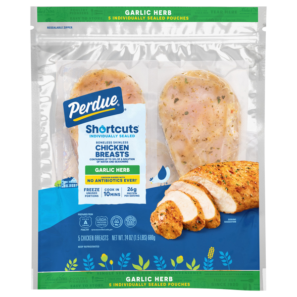 Perdue Shortcuts Boneless Skinless Garlic Herb Chicken Breasts - 5 ct