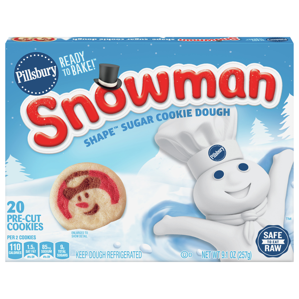 Pillsbury Snowman Sugar Cookie Pre-Cut Dough - 20 ct