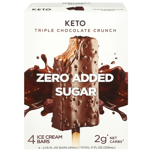 Keto Zero Sugar Added Triple Chocolate Crunch Ice Cream Bars - 4 ct