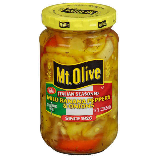 Save on Mt. Olive Banana Peppers & Onions Italian Seasoned Mild Order