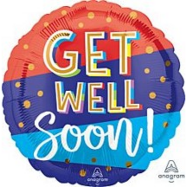 Get Well 18 Inch Helium-Filled Foil Balloon (Design Varies)