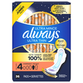 Always Ultra Thin Size 4 Unscented Overnight Pads with Wings