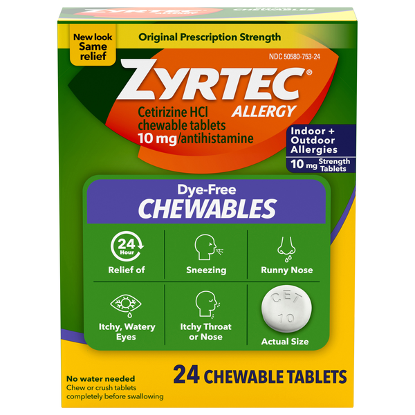 Zyrtec Allergy Relief Original Prescription Strength 10mg Chewable Tablets