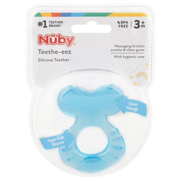 Nuby Teethe-eez Blue Silicone Teether 3m+