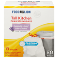Food Lion Lavender Tall Kitchen Drawstring Trash Bags 13 Gallon