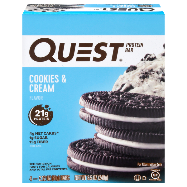 Quest Keto Friendly Cookies & Cream 21g Protein Bar - 4 ct