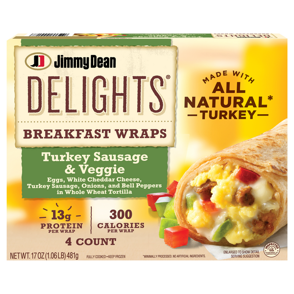 Save on Jimmy Dean Delights Breakfast Wraps Turkey Sausage & Veggie 4