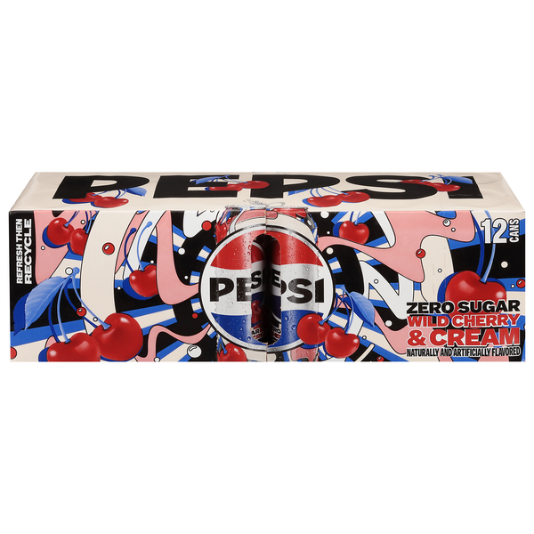 Pepsi Zero Sugar Wild Cherry & Cream Cola Soda - 12 pk