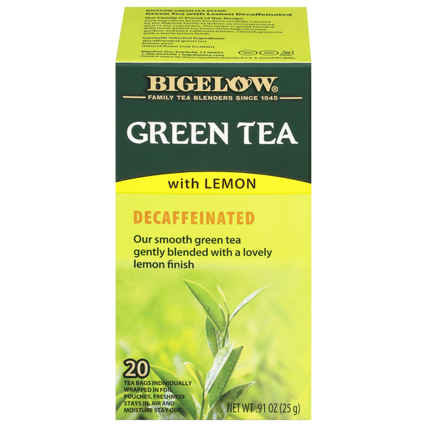 Save on Bigelow Green Tea Bags with Lemon Decaffeinated Order Online