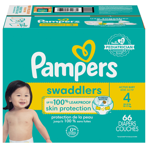 Pampers Swaddlers Size 4 Baby Diapers 22-37 lb
