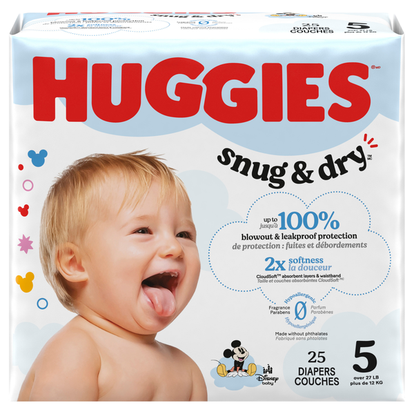 Huggies Snug & Dry Size 5 Baby Diapers 27+ lb
