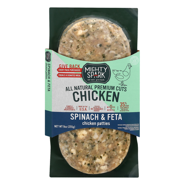 Save on Might Spark Chicken Patties Spinach & Feta 2 ct Order Online