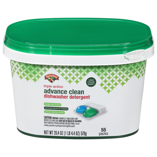 Hannaford Advance Clean Triple Action Dishwasher Detergent Packs - 55 ct