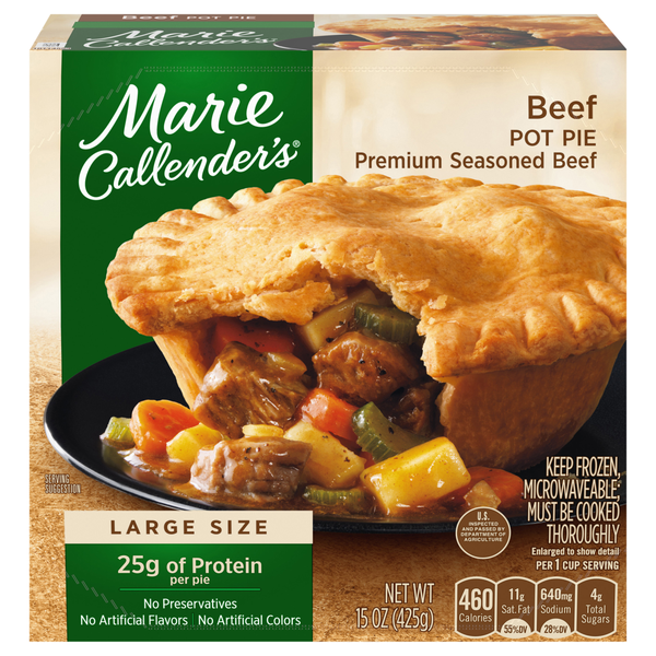 Marie Callender's Beef Pot Pie Large Size Protein Frozen Meal