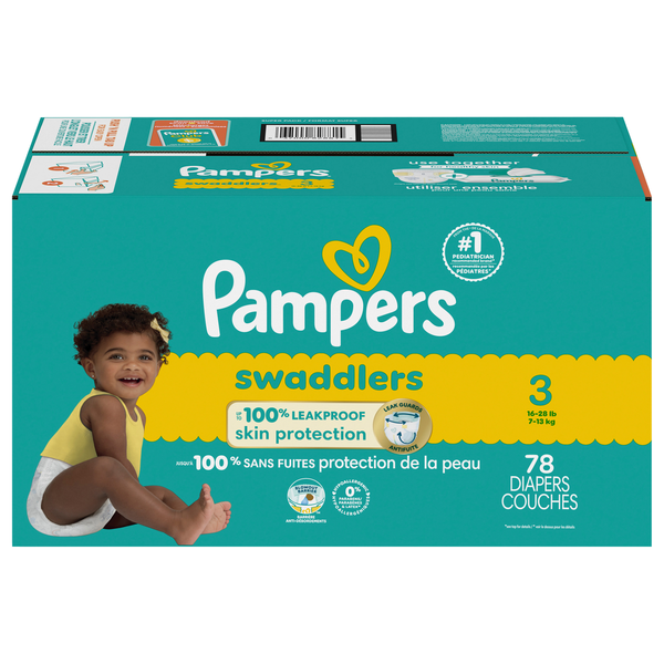 Pampers Swaddlers Size 3 Baby Diapers 16-28 lb