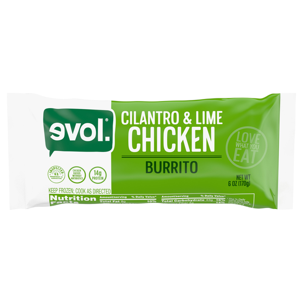 Evol Cilantro Lime Chicken Burrito Frozen