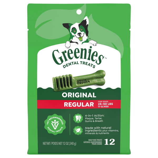 GREENIES Original Regular Adult Dental Dog Treats - 12 ct