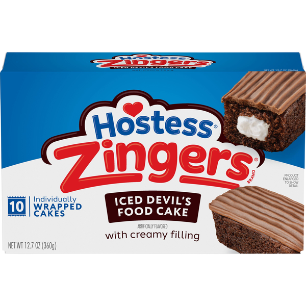 Hostess Zingers Iced Devil's Food Snack Cakes - 10 ct