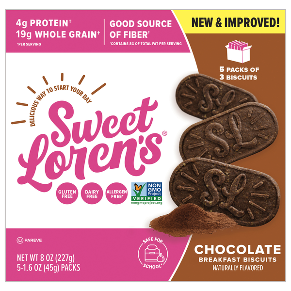 Sweet Loren's Whole Grain Chocolate Breakfast Bars Biscuits - 5 ct