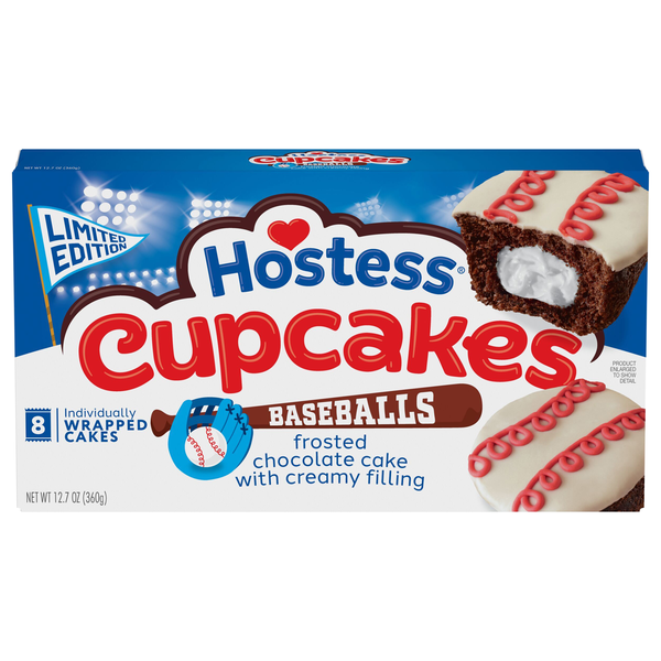 Hostess Limited Edition Baseball Chocolate Cupcakes - 8 ct