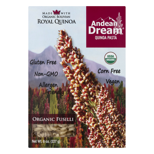 Andean Dream Organic Gluten Free Vegan Quinoa Fusilli Pasta