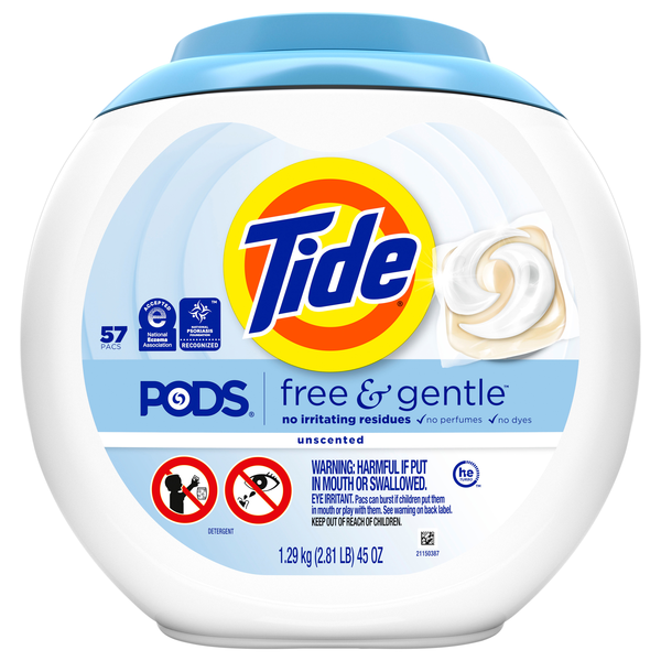 Tide PODS Coldwater Clean Free & Gentle Laundry Detergent Pacs - 57 ct