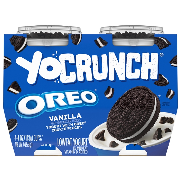 YoCrunch Low Fat Oreo Vanilla Yogurt Cups - 4 ct