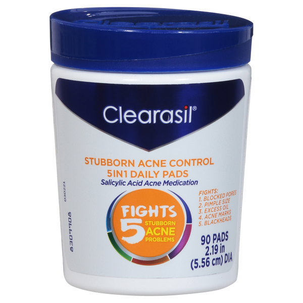 Clearasil Stubborn Acne Control 5in1 Daily Pads Salicylic Acid