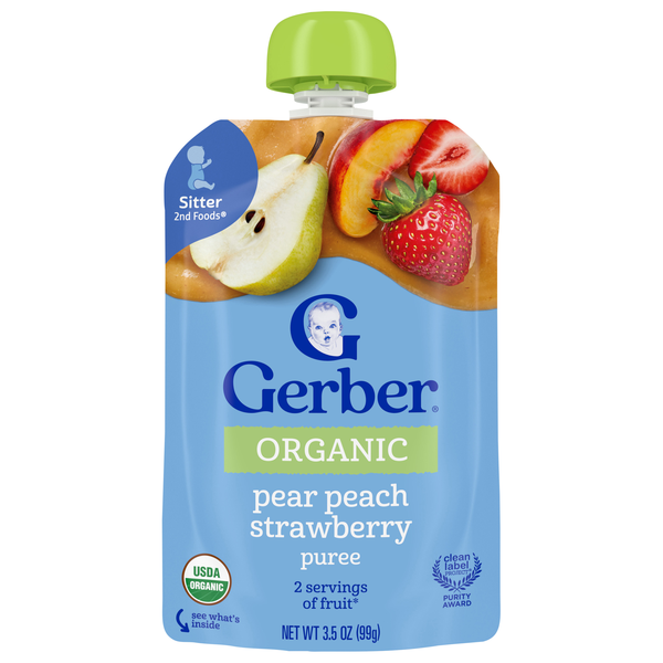 Gerber Organic 2nd Baby Food Pear Peach Strawberry