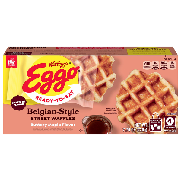 Eggo Ready To Eat Buttery Maple Belgian-Style Street Waffles - 4 ct