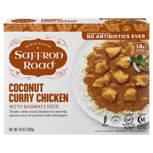 Save on Saffron Road Coconut Curry Chicken with Basmati Rice Mild Order