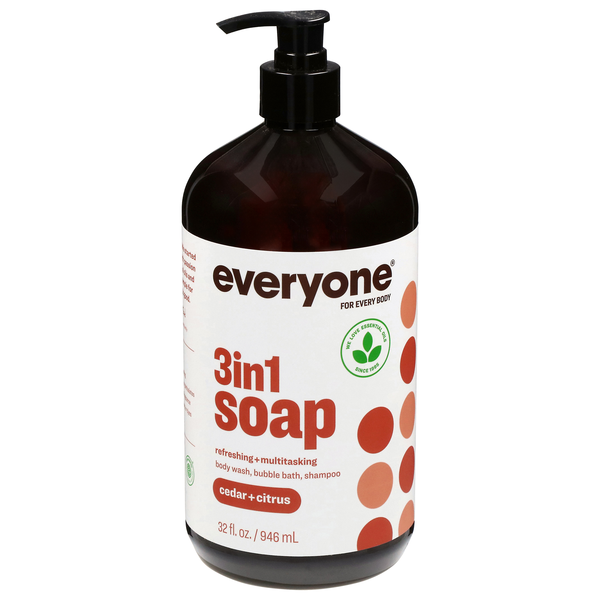 Everyone Cedar + Citrus 3-in-1 Soap Body Wash Bubble Bath & Shampoo Pump