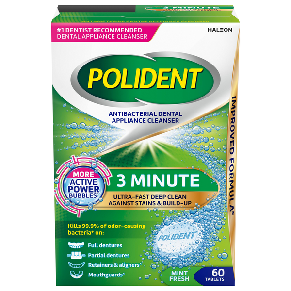 Polident Antibacterial Mint Fresh Dental Appliance Cleanser Tablets