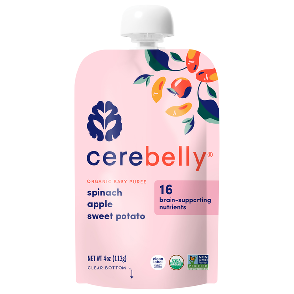 Cerebelly Organic Baby Food Puree Spinach Apple Sweet Potato