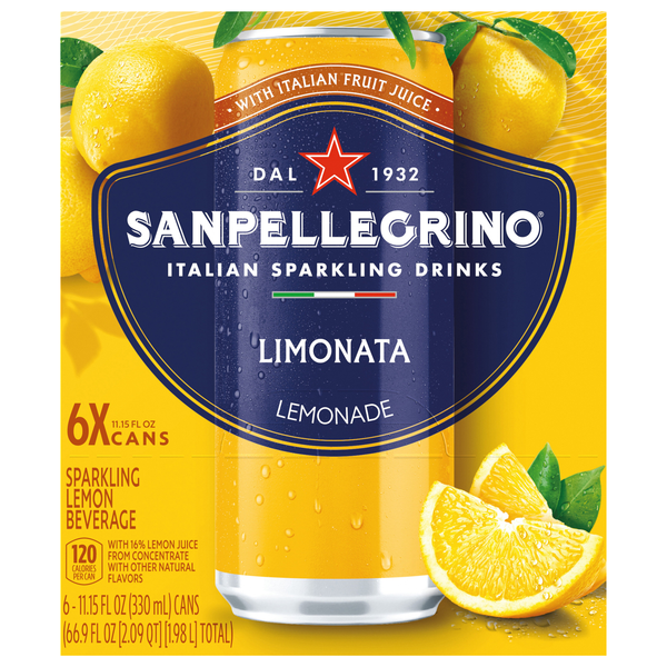 San Pellegrino Limonata Sparkling Lemon Beverage All Natural - 6 pk