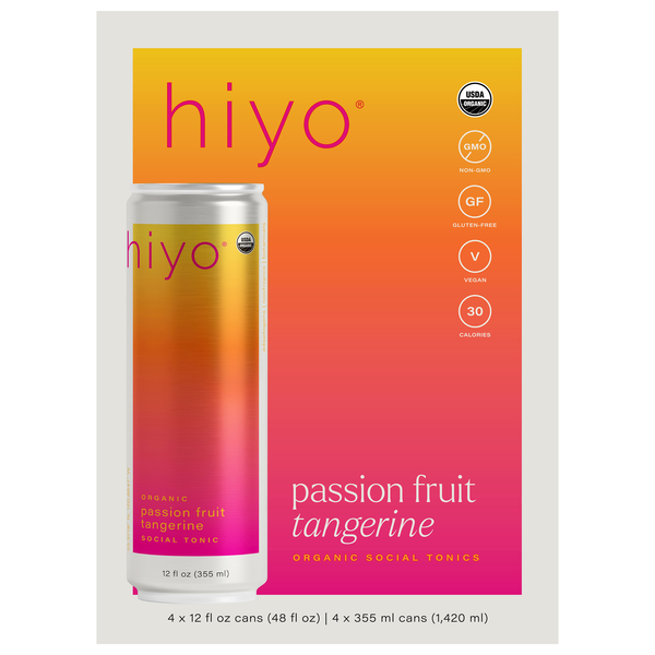Hiyo Organic Passion Fruit Tangerine Social Tonic Beverage - 4 pk